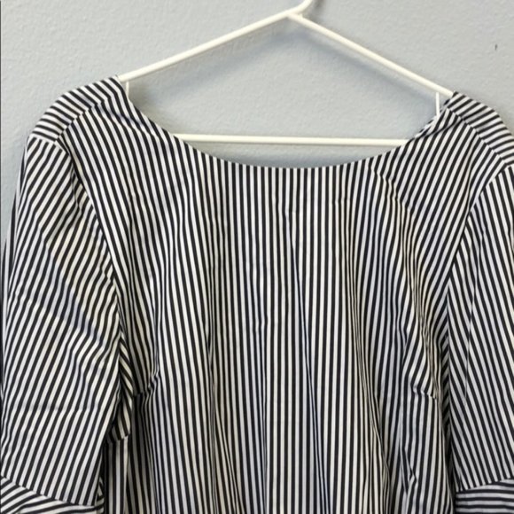 Pappagallo Gray Striped Tiered-Ruffle Sleeve Dress - Picture 3 of 10